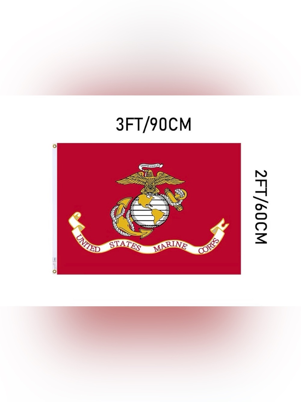 🫡🇺🇸USMC  Flag - Red with Gold Emblem - 2’ X 3’ (60cm X 90cm)